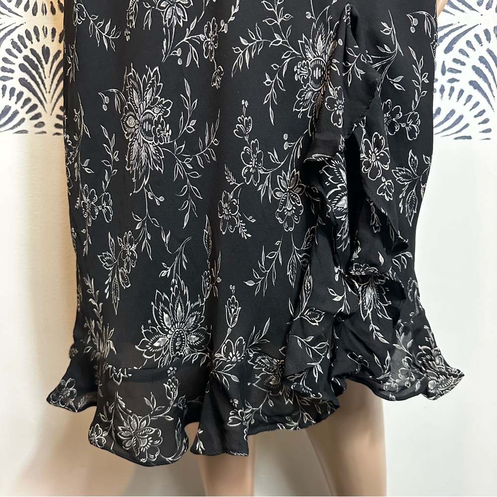 Vintage Ann Taylor Silk Floral Black Midi Dress - Picture 3 of 11